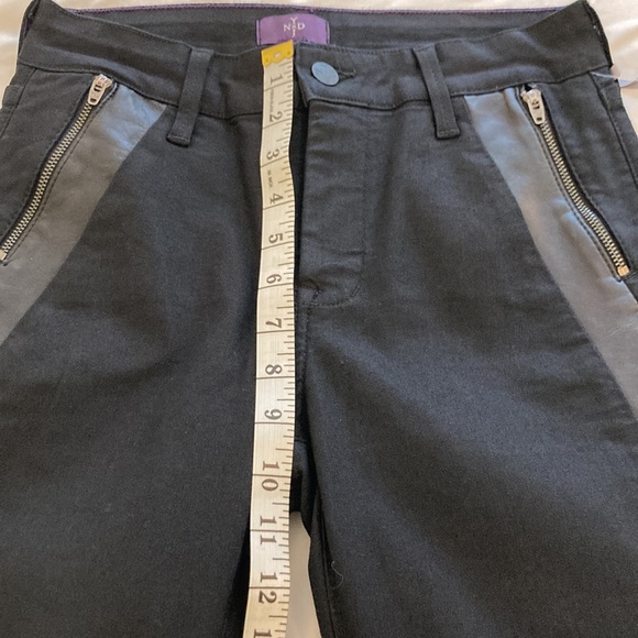 NYDJ Black faux leather tuxedo stripe trousers, Original Slimming style, size 0 - Picture 6 of 15